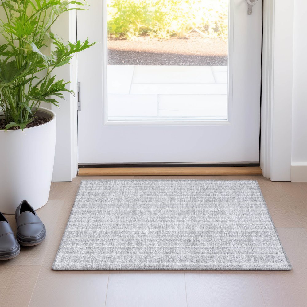 Premium Machine Washable Mayfield AMF929 Silver 1'8" x 2'6" Rug. Picture 5