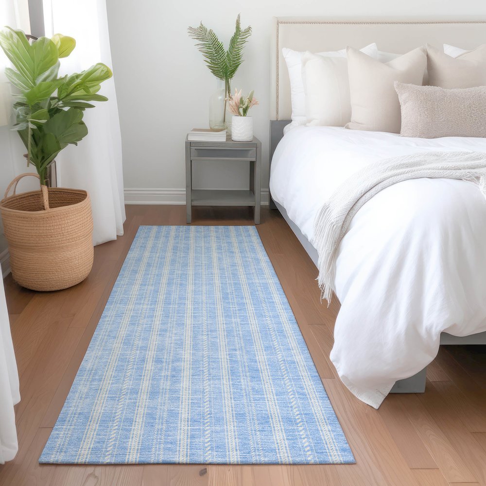 Premium Machine Washable Mayfield AMF929 Sky 2'3" x 7'6" Runner Rug. Picture 5