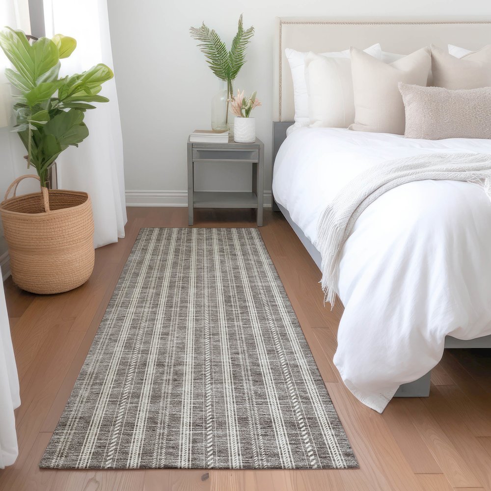 Premium Machine Washable Mayfield AMF929 Taupe 2'3" x 7'6" Runner Rug. Picture 5