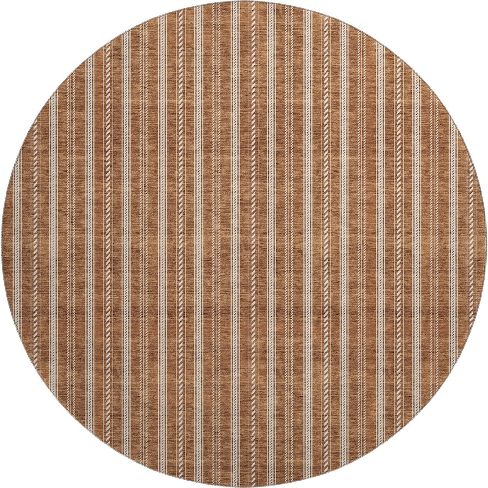 Premium Machine Washable Mayfield AMF929 Terracotta 8' x 8' Round Rug. Picture 1