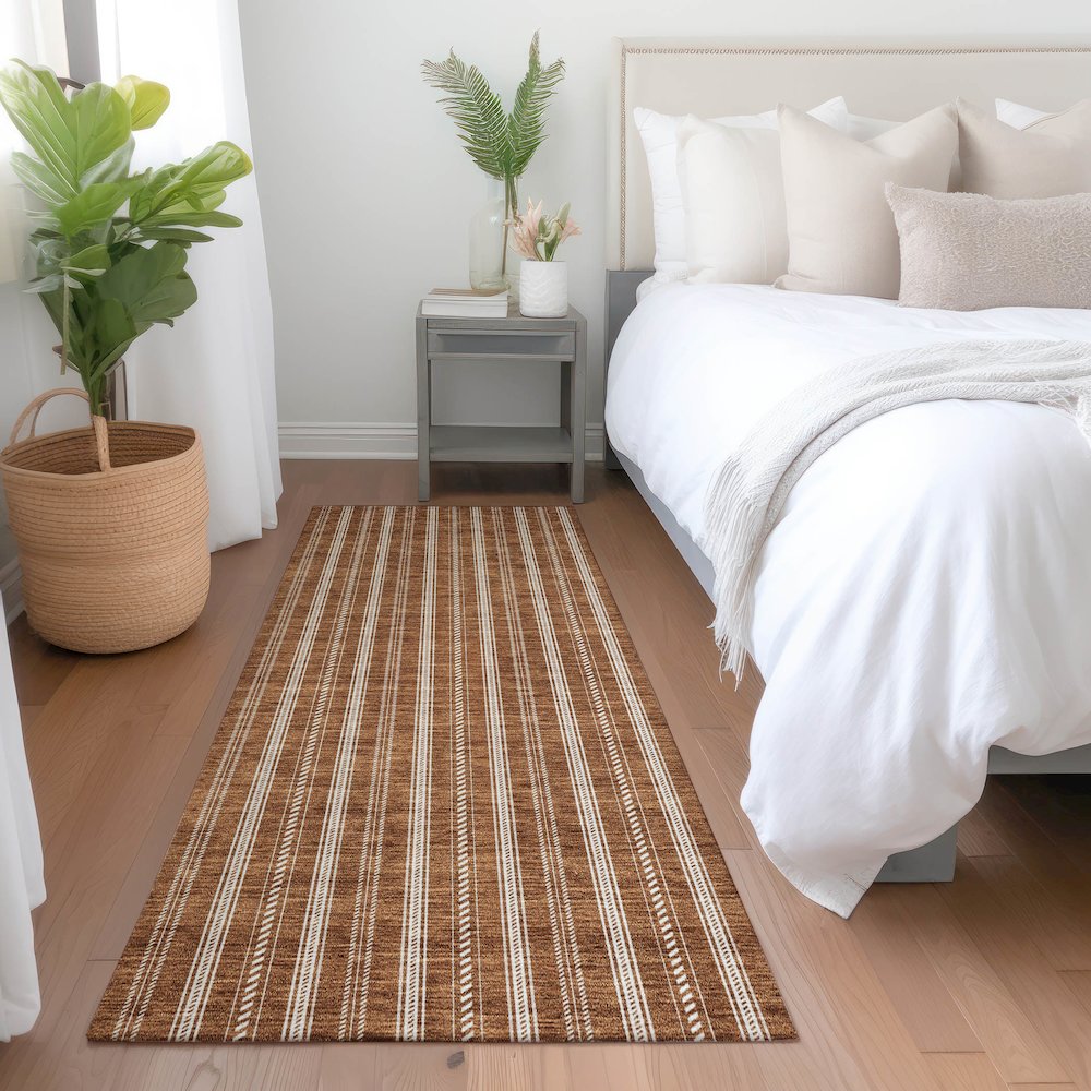 Premium Machine Washable Mayfield AMF929 Terracotta 2'3" x 7'6" Runner Rug. Picture 5