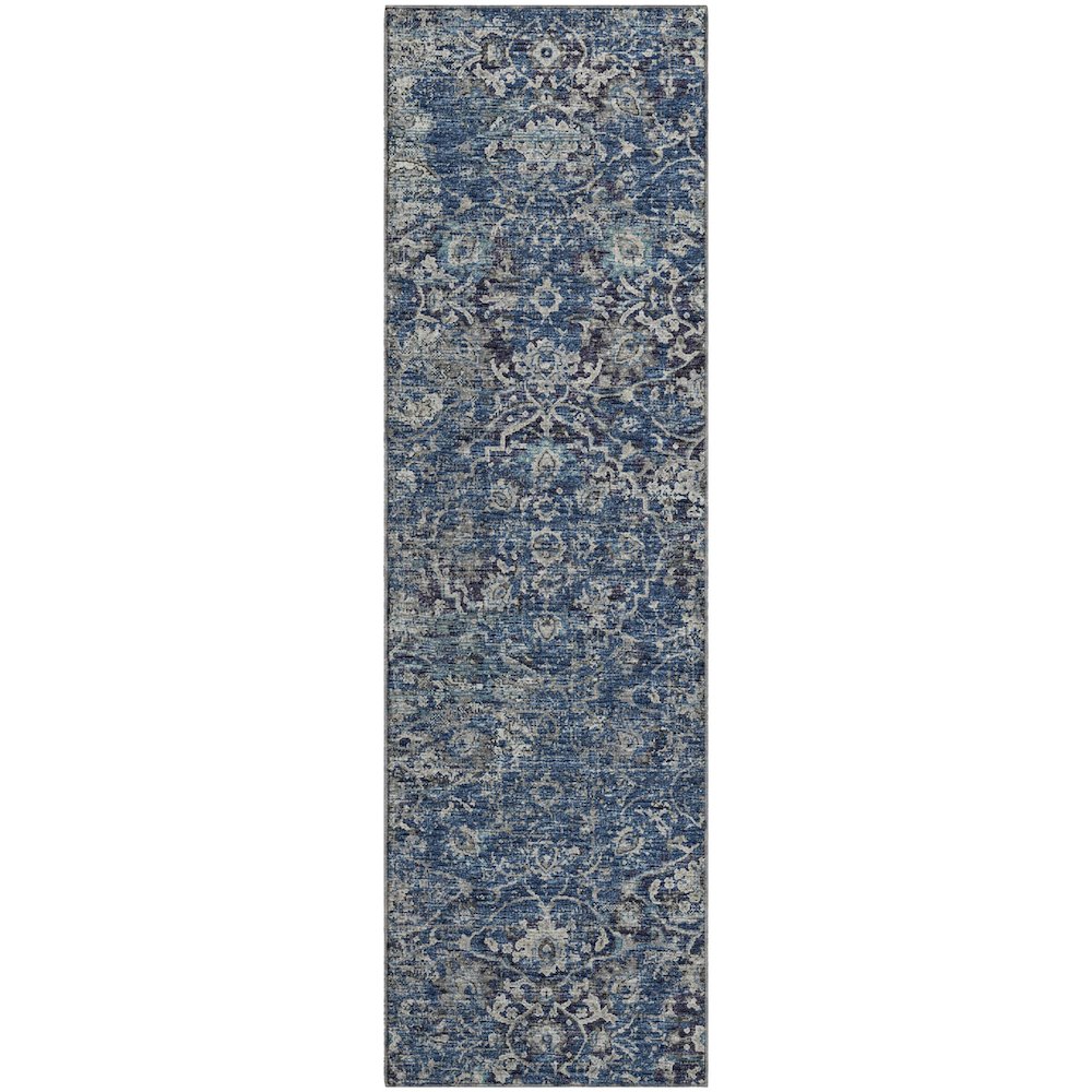 Premium Machine Washable Mayfield  Blue 2'3" x 7'6" Runner Rug. Picture 1