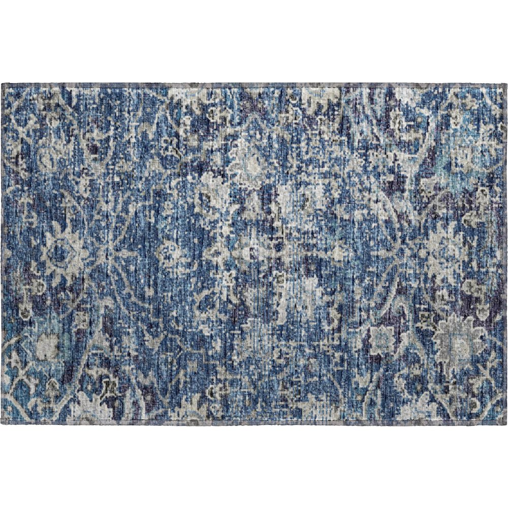 Premium Machine Washable Mayfield  Blue 1'8" x 2'6" Rug. Picture 1