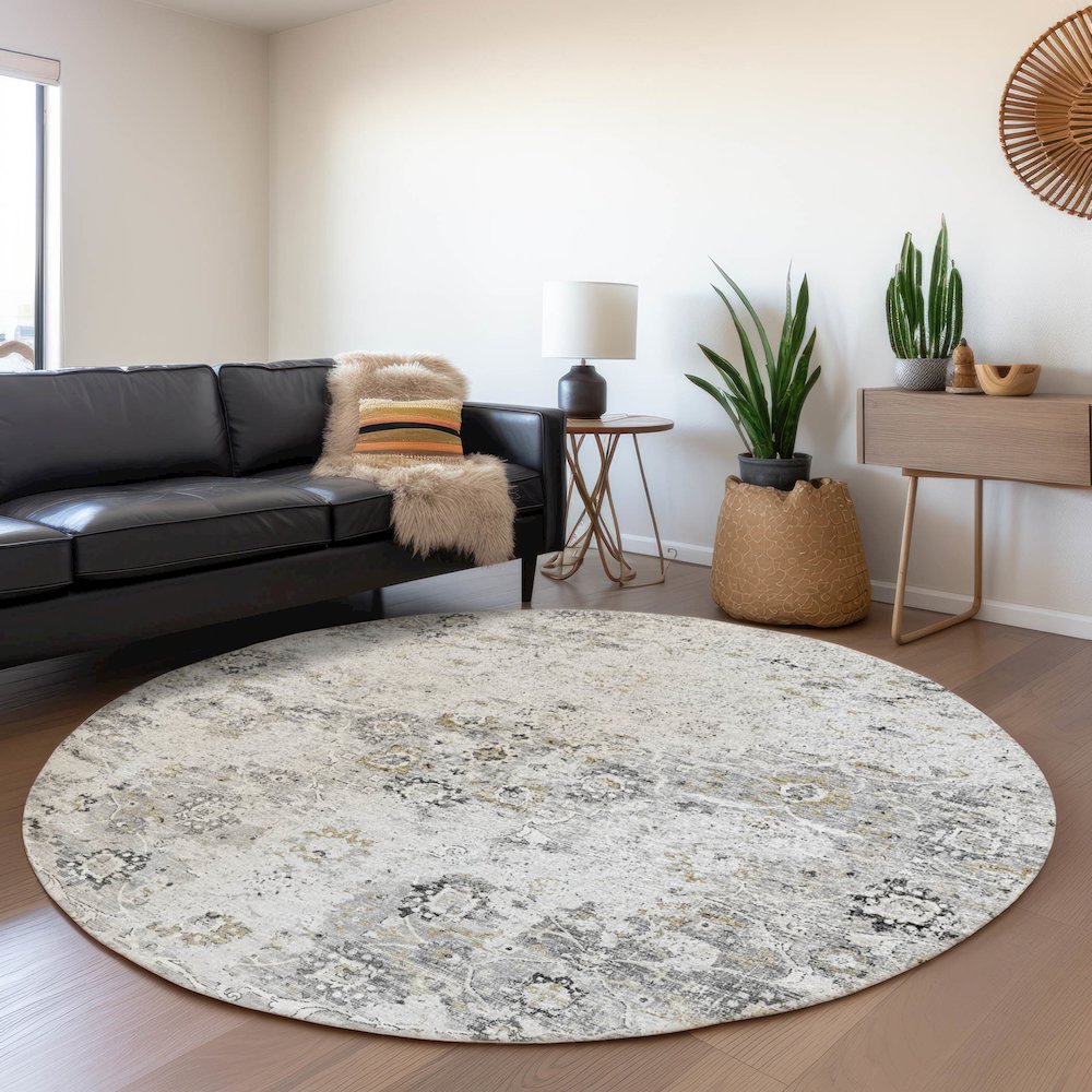 Premium Machine Washable Mayfield  Dove 8' x 8' Round Rug. Picture 5