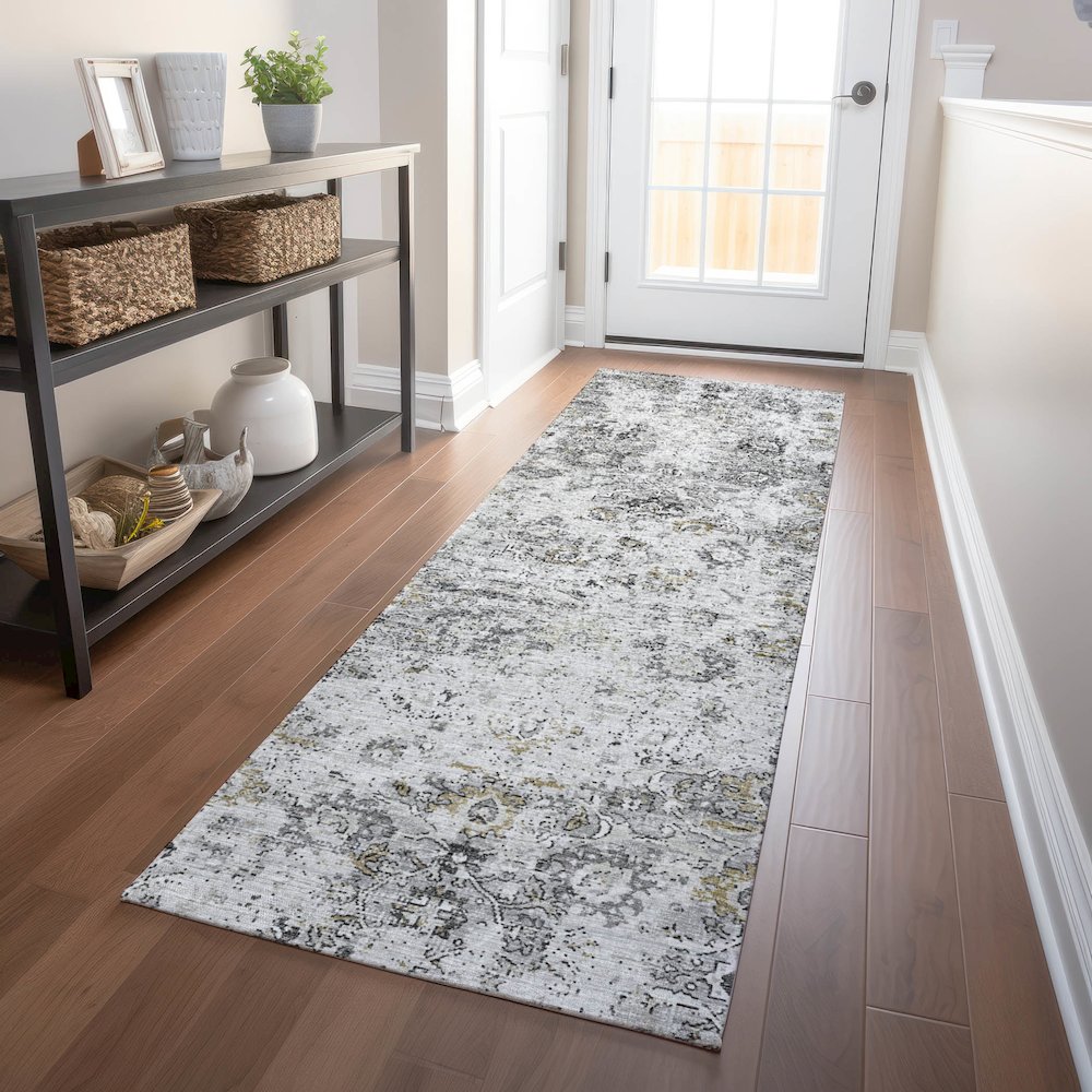 Premium Machine Washable Mayfield  Dove 2'3" x 7'6" Runner Rug. Picture 5