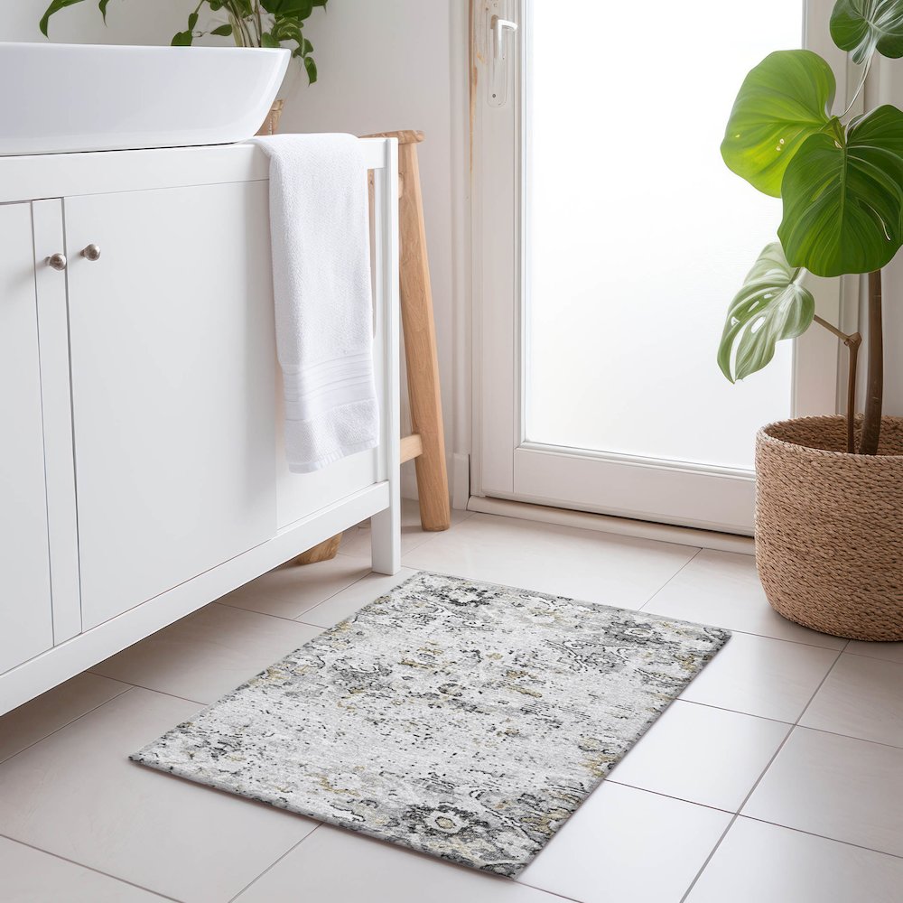 Premium Machine Washable Mayfield  Dove 1'8" x 2'6" Rug. Picture 5