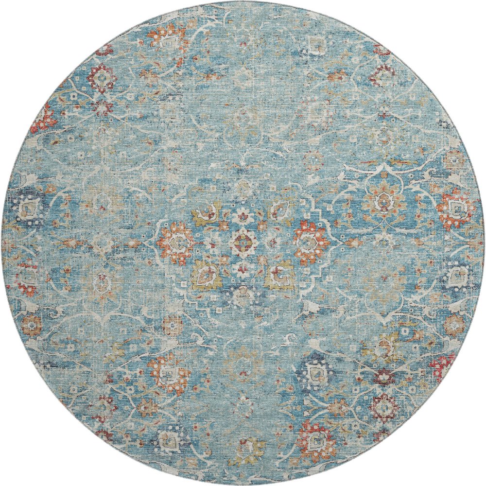 Premium Machine Washable Mayfield  Multi 8' x 8' Round Rug. Picture 1