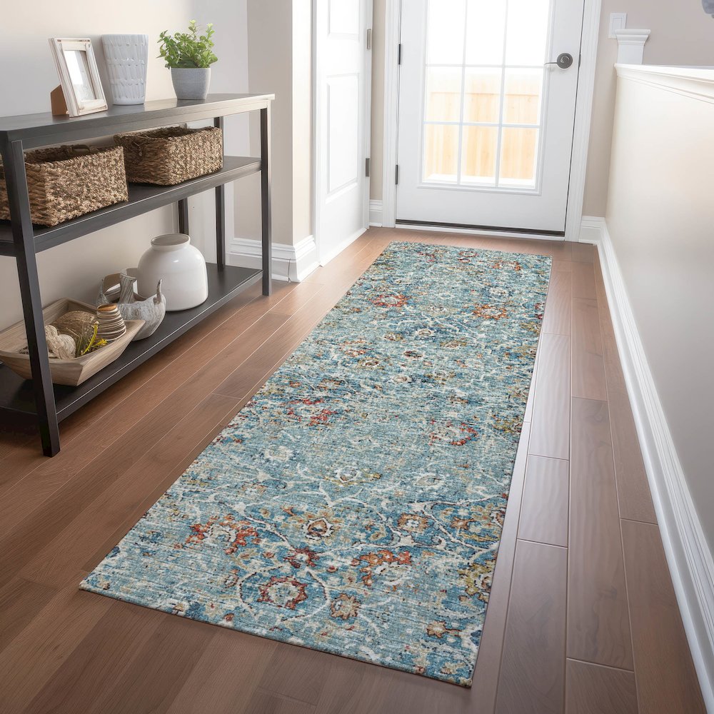 Premium Machine Washable Mayfield  Multi 2'3" x 7'6" Runner Rug. Picture 5