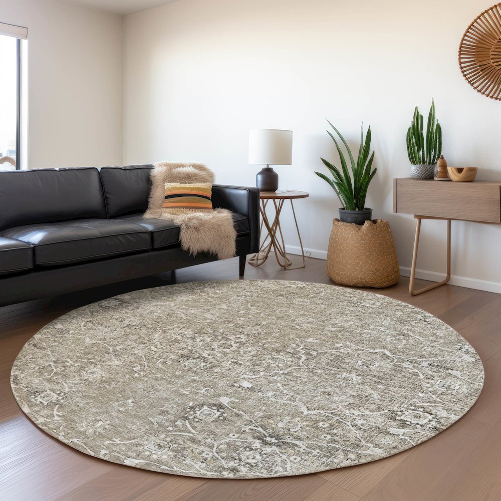 Premium Machine Washable Mayfield  Pebble 8' x 8' Round Rug. Picture 5