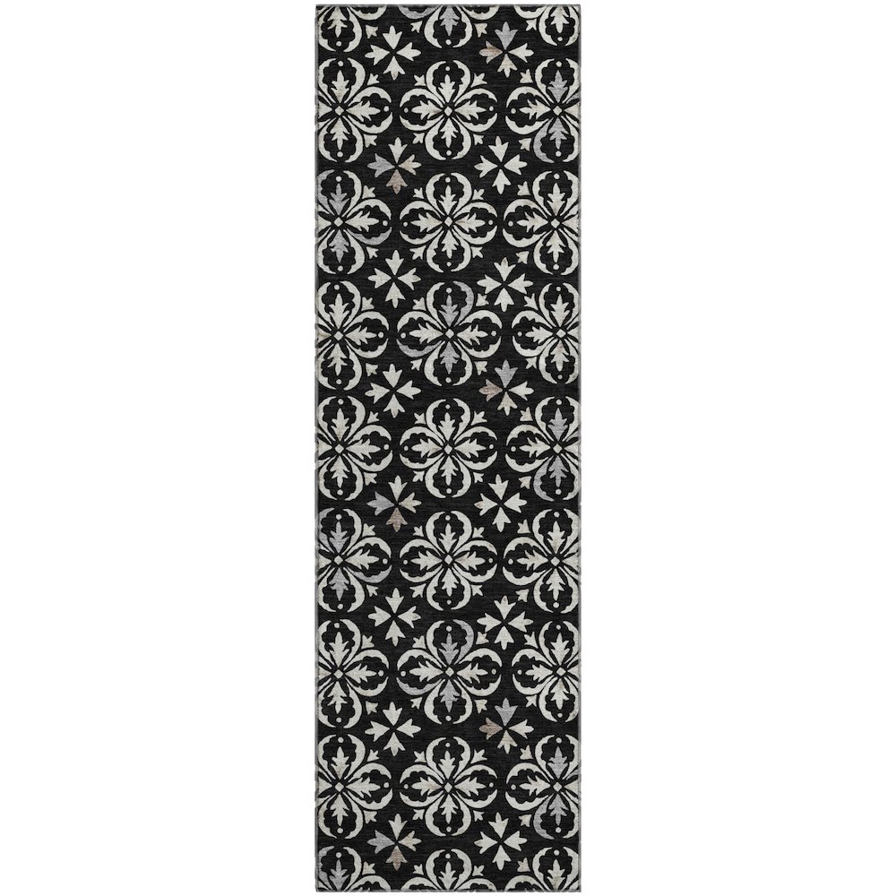 Premium Machine Washable Mayfield AMF930 Black 2'3" x 7'6" Runner Rug. Picture 1