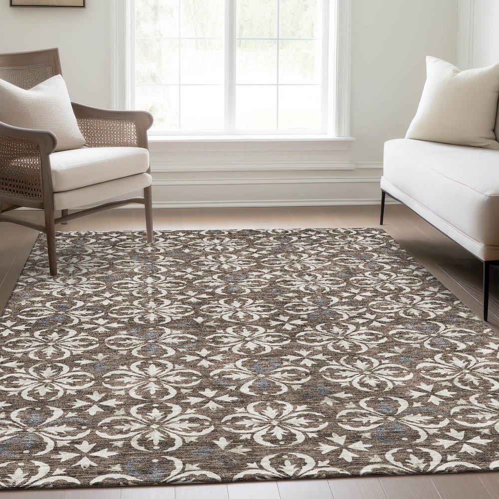 Premium Machine Washable Mayfield AMF930 Brown 2'6" x 3'10" Rug. Picture 6