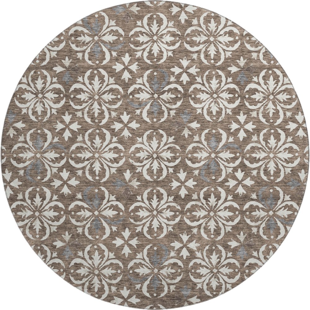 Premium Machine Washable Mayfield AMF930 Brown 8' x 8' Round Rug. Picture 1