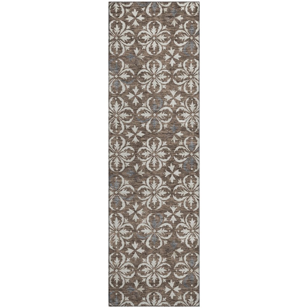 Premium Machine Washable Mayfield AMF930 Brown 2'3" x 7'6" Runner Rug. Picture 1