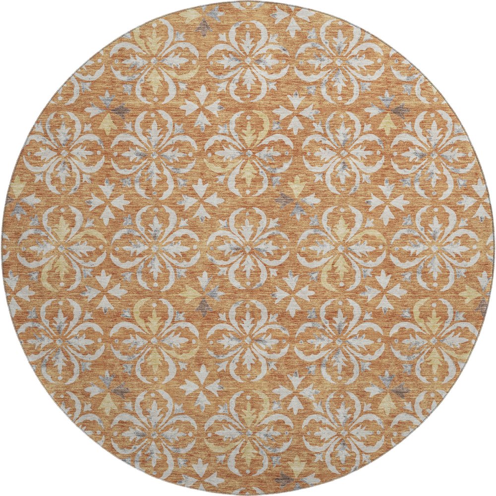 Premium Machine Washable Mayfield AMF930 Copper 8' x 8' Round Rug. Picture 1