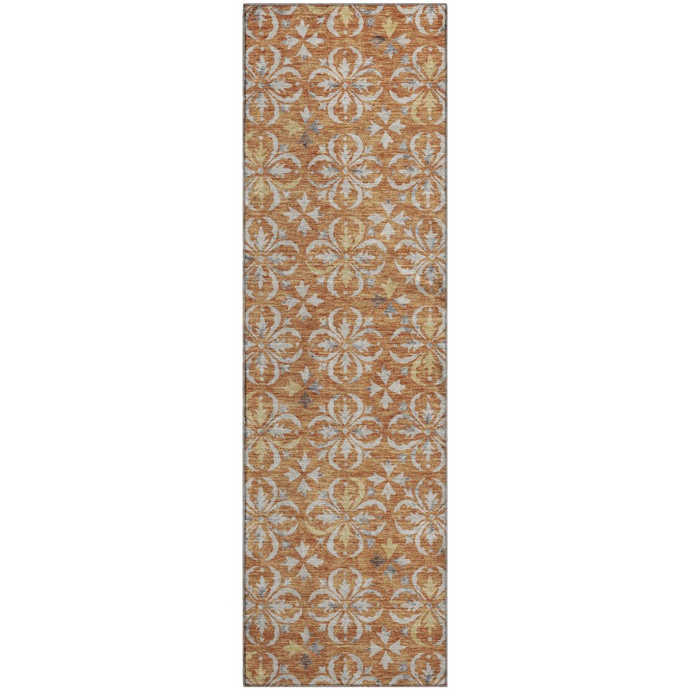 Premium Machine Washable Mayfield AMF930 Copper 2'3" x 7'6" Runner Rug. Picture 1