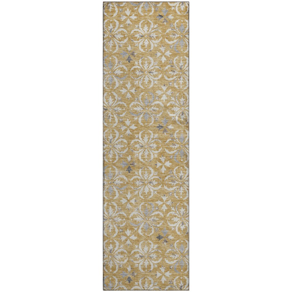 Premium Machine Washable Mayfield AMF930 Gold 2'3" x 7'6" Runner Rug. Picture 1