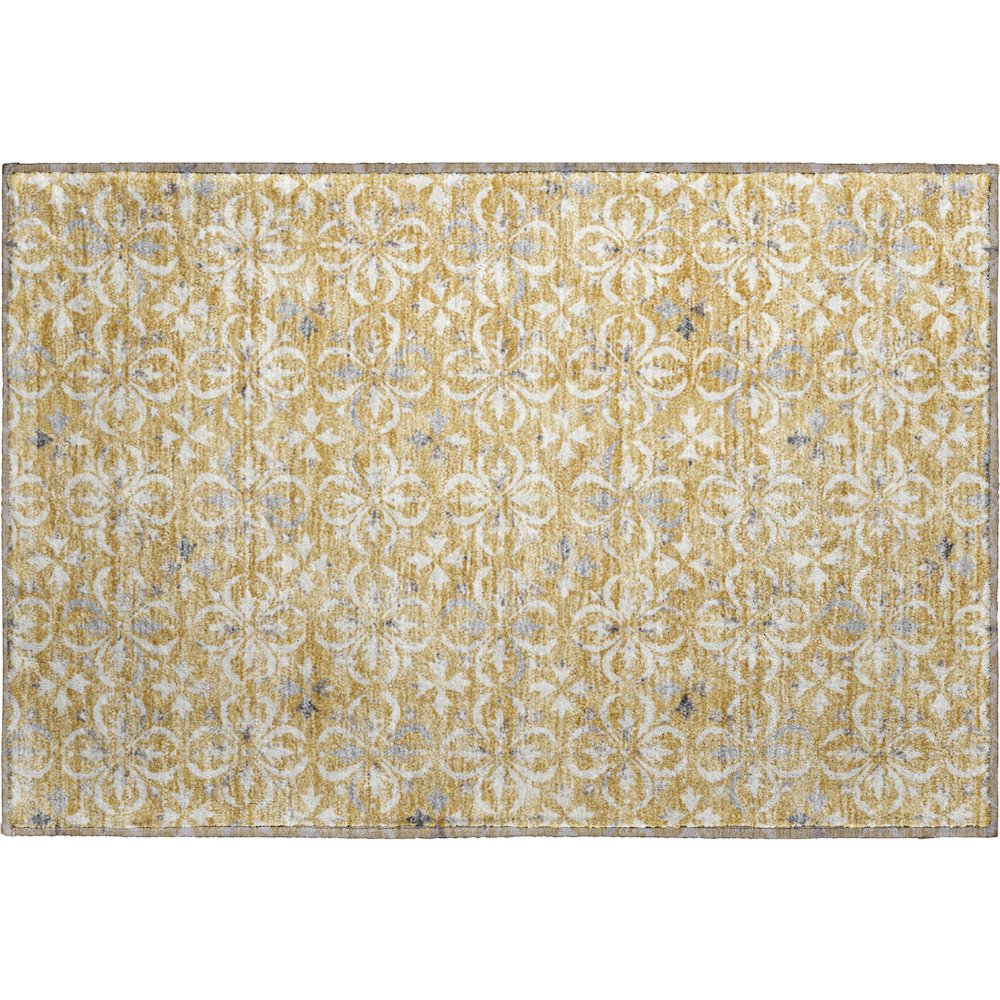 Premium Machine Washable Mayfield AMF930 Gold 1'8" x 2'6" Rug. Picture 1