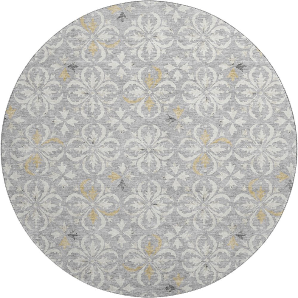 Premium Machine Washable Mayfield AMF930 Gray 8' x 8' Round Rug. Picture 1