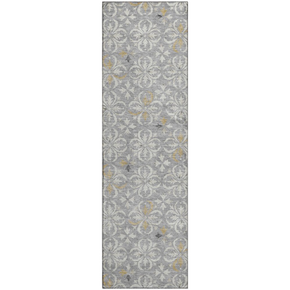 Premium Machine Washable Mayfield AMF930 Gray 2'3" x 7'6" Runner Rug. Picture 1