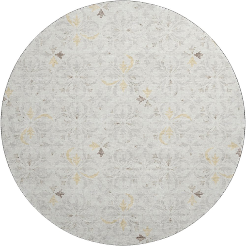 Premium Machine Washable Mayfield AMF930 Ivory 8' x 8' Round Rug. Picture 1
