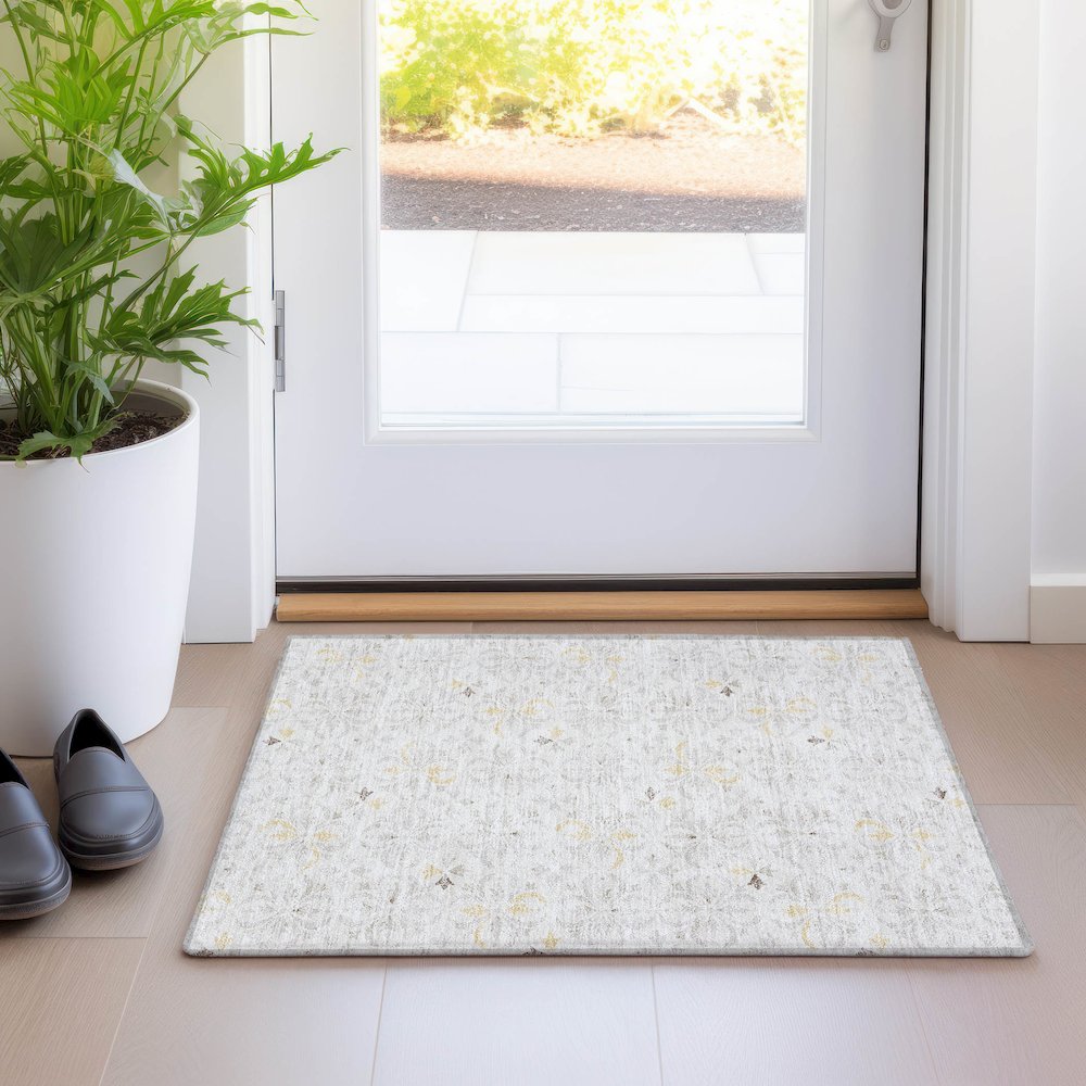 Premium Machine Washable Mayfield AMF930 Ivory 1'8" x 2'6" Rug. Picture 5