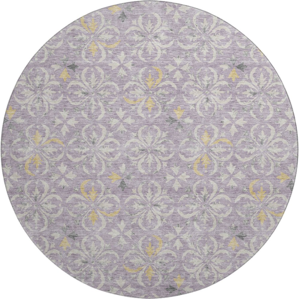 Premium Machine Washable Mayfield AMF930 Lavender 8' x 8' Round Rug. Picture 1