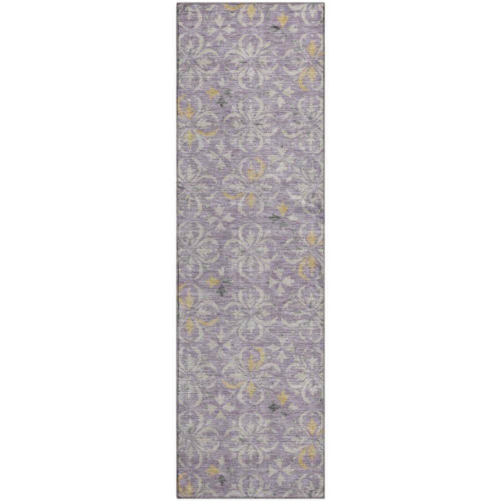 Premium Machine Washable Mayfield AMF930 Lavender 2'3" x 7'6" Runner Rug. Picture 1