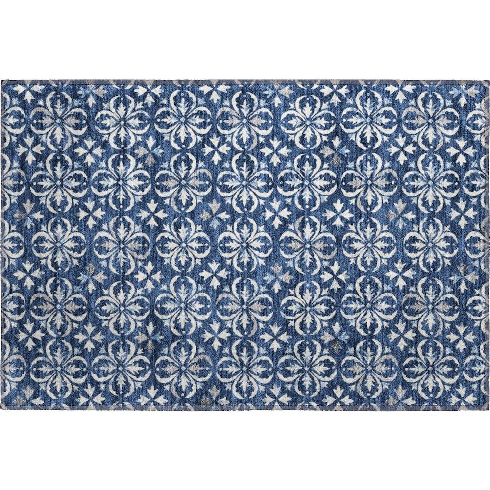 Premium Machine Washable Mayfield AMF930 Navy 1'8" x 2'6" Rug. Picture 1