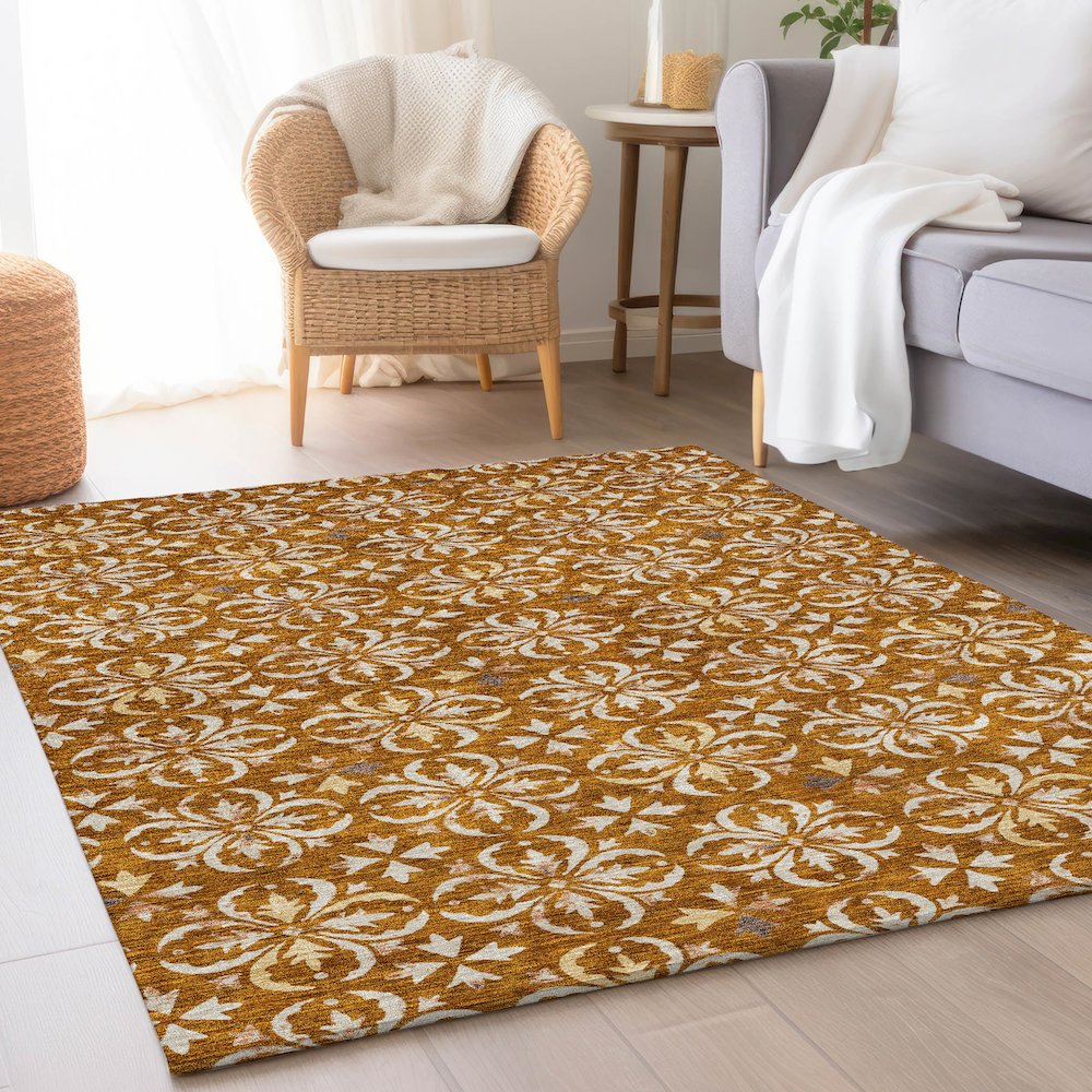 Premium Machine Washable Mayfield AMF930 Paprika 2'6" x 3'10" Rug. Picture 5