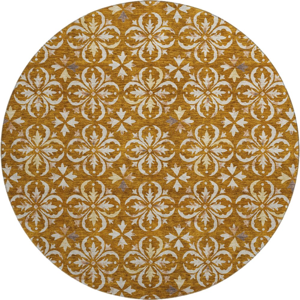 Premium Machine Washable Mayfield AMF930 Paprika 8' x 8' Round Rug. Picture 1