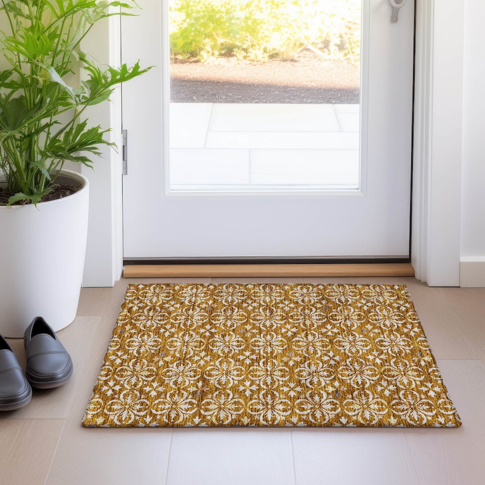 Premium Machine Washable Mayfield AMF930 Paprika 1'8" x 2'6" Rug. Picture 5