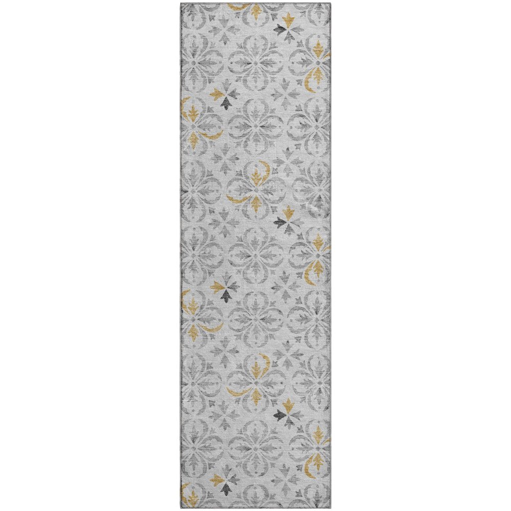 Premium Machine Washable Mayfield AMF930 Silver 2'3" x 7'6" Runner Rug. Picture 1
