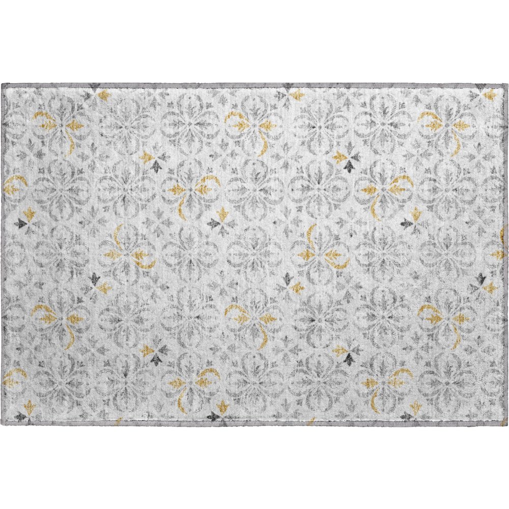 Premium Machine Washable Mayfield AMF930 Silver 1'8" x 2'6" Rug. Picture 1