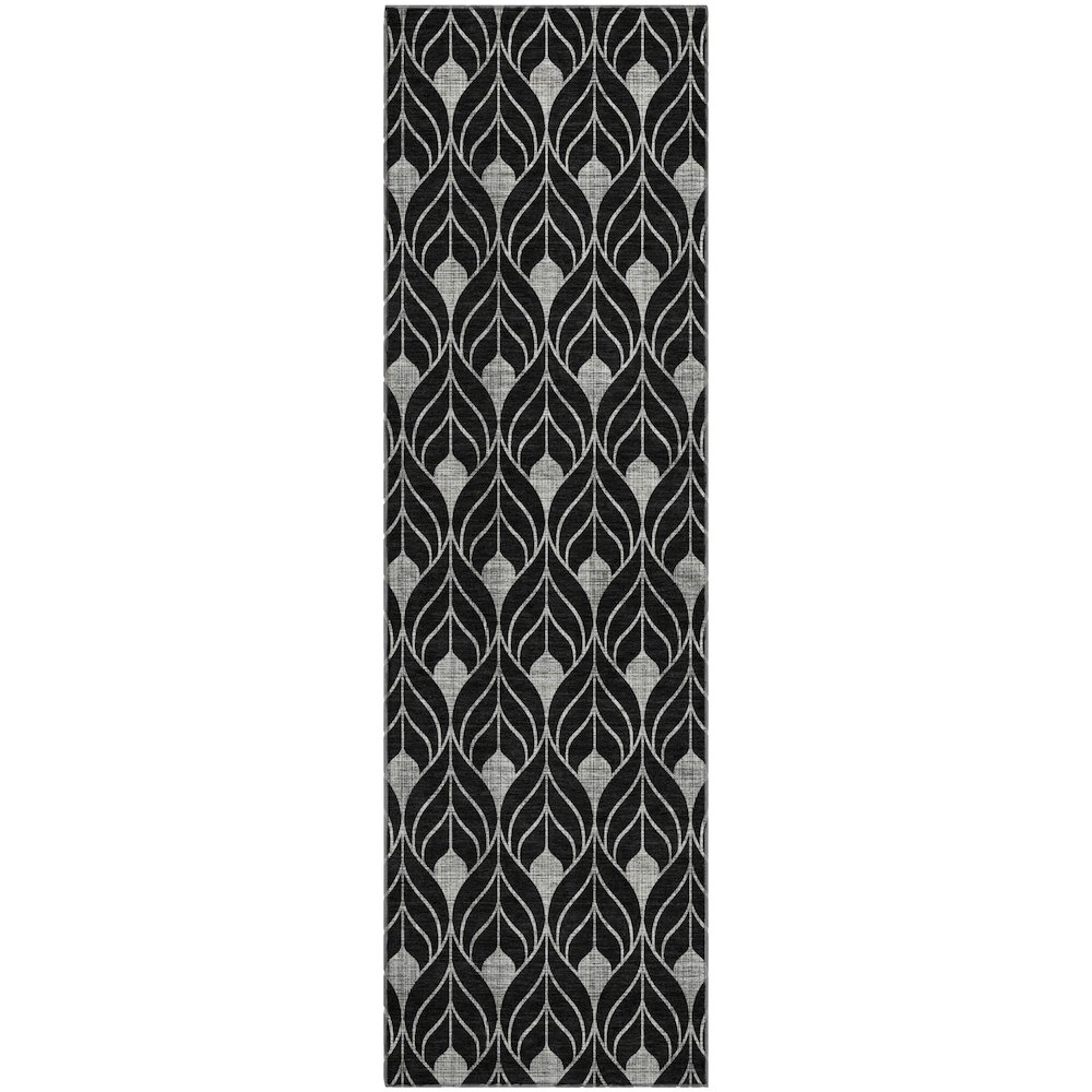 Premium Machine Washable Mayfield AMF931 Black 2'3" x 7'6" Runner Rug. Picture 1