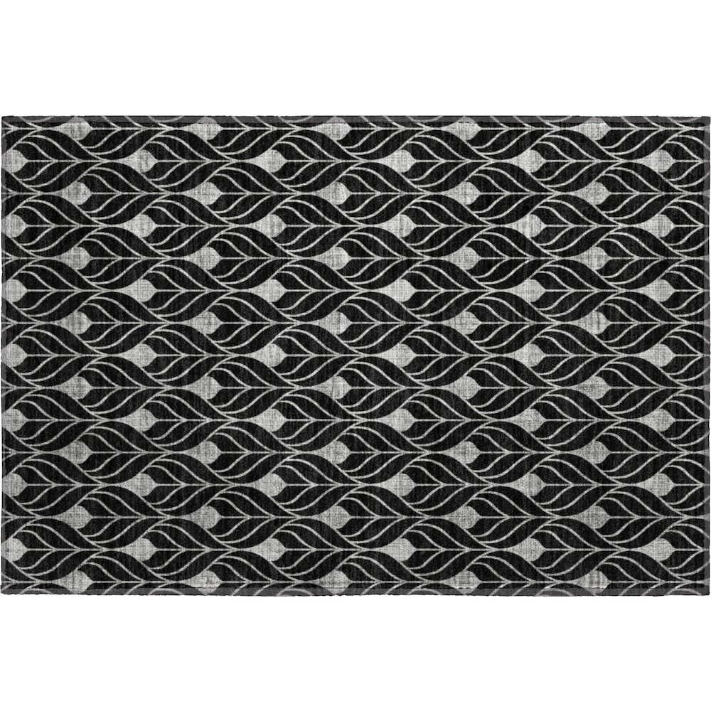 Premium Machine Washable Mayfield AMF931 Black 1'8" x 2'6" Rug. Picture 1