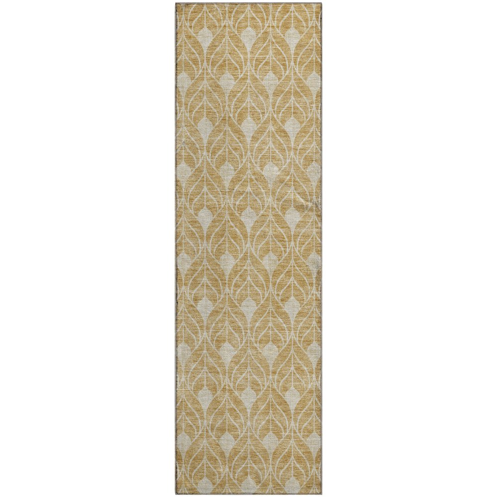 Premium Machine Washable Mayfield AMF931 Gold 2'3" x 7'6" Runner Rug. Picture 1