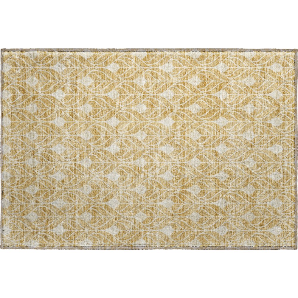 Premium Machine Washable Mayfield AMF931 Gold 1'8" x 2'6" Rug. Picture 1