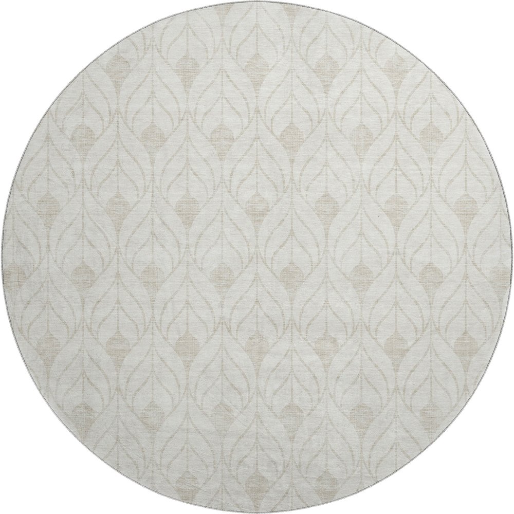 Premium Machine Washable Mayfield AMF931 Ivory 8' x 8' Round Rug. Picture 1