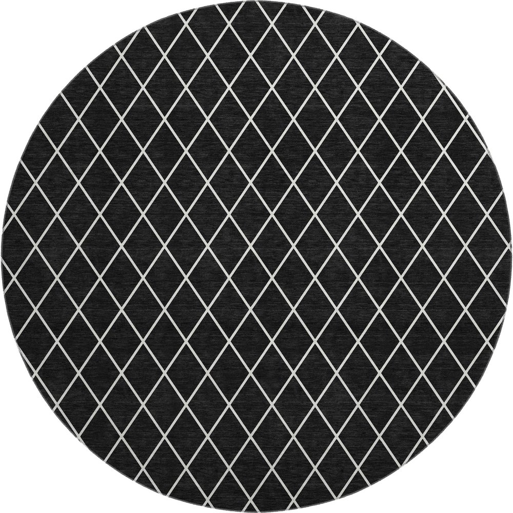 Premium Machine Washable Mayfield AMF932 Black 8' x 8' Round Rug. Picture 1