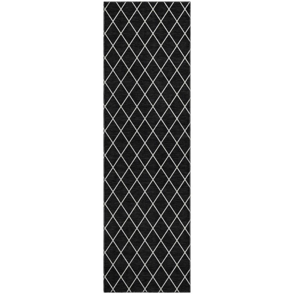 Premium Machine Washable Mayfield AMF932 Black 2'3" x 7'6" Runner Rug. Picture 1