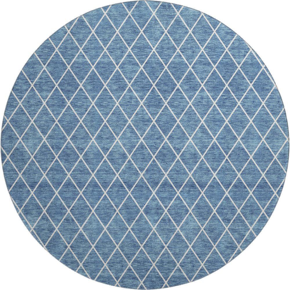 Premium Machine Washable Mayfield AMF932 Denim 8' x 8' Round Rug. Picture 1