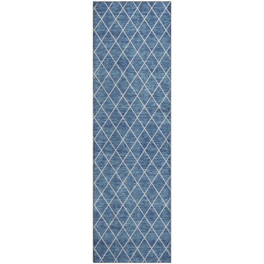 Premium Machine Washable Mayfield AMF932 Denim 2'3" x 7'6" Runner Rug. Picture 1