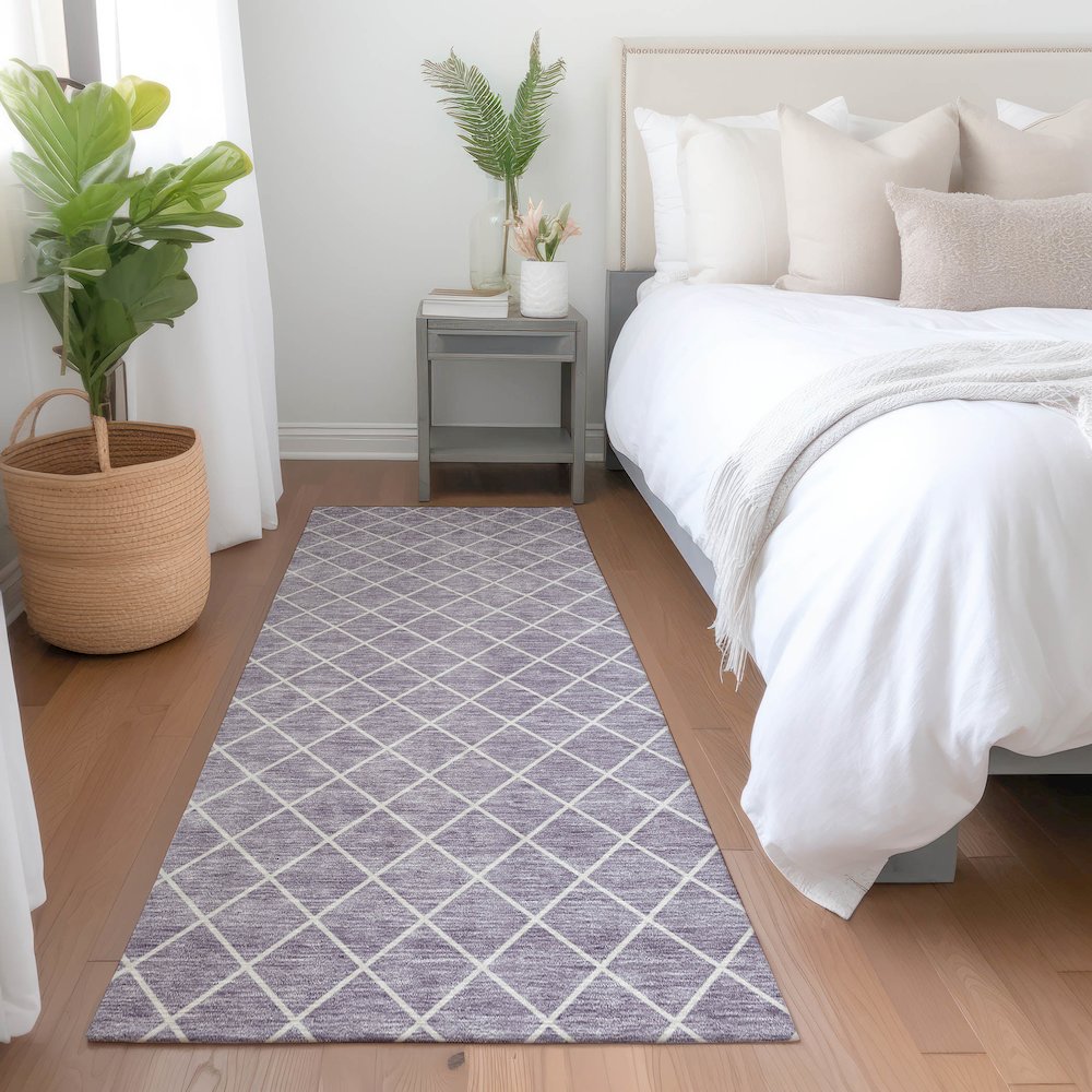 Premium Machine Washable Mayfield AMF932 Lavender 2'3" x 7'6" Runner Rug. Picture 5