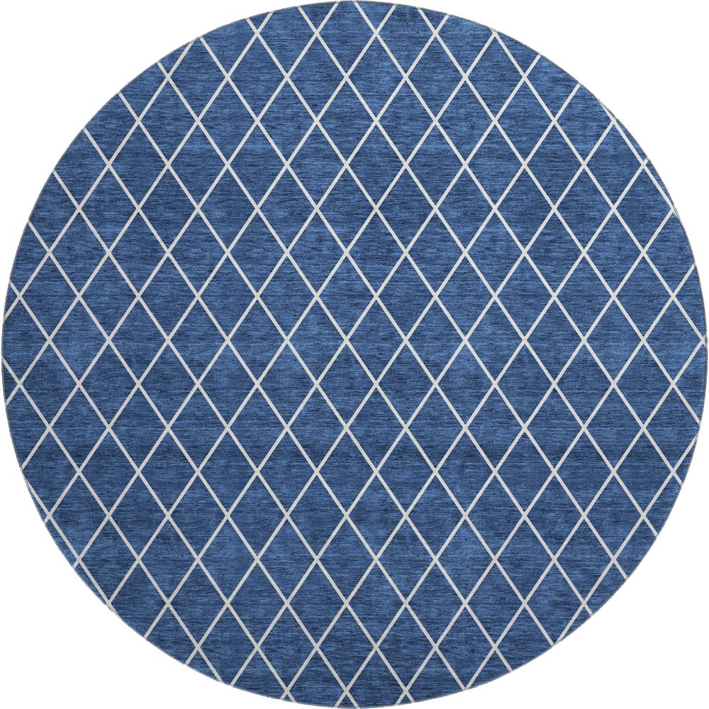 Premium Machine Washable Mayfield AMF932 Navy 8' x 8' Round Rug. Picture 1