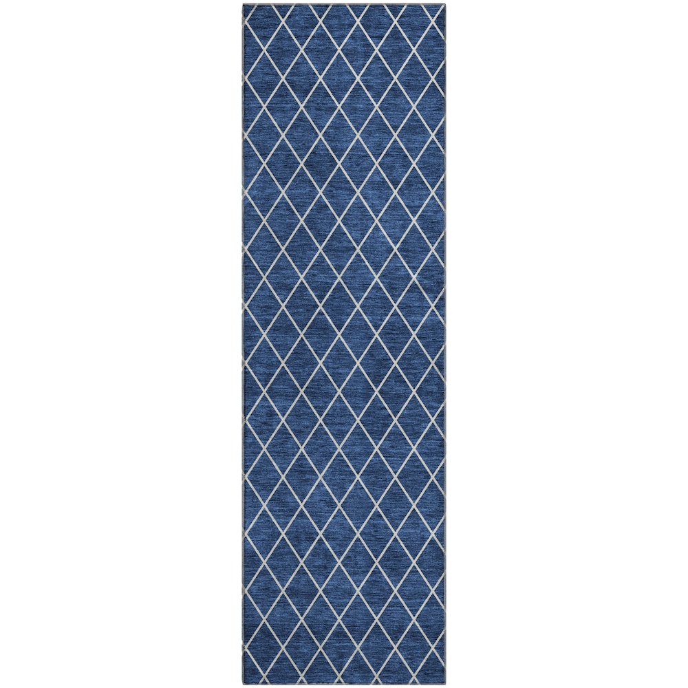 Premium Machine Washable Mayfield AMF932 Navy 2'3" x 7'6" Runner Rug. Picture 1