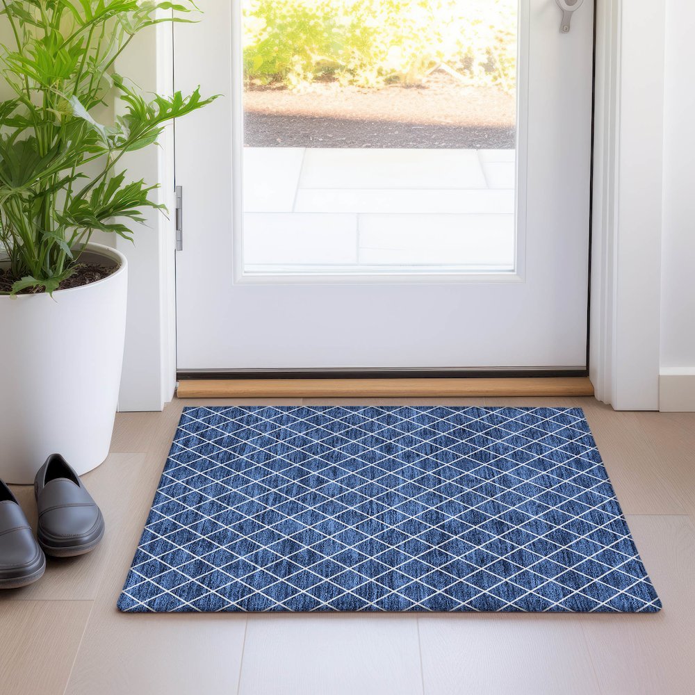 Premium Machine Washable Mayfield AMF932 Navy 1'8" x 2'6" Rug. Picture 5