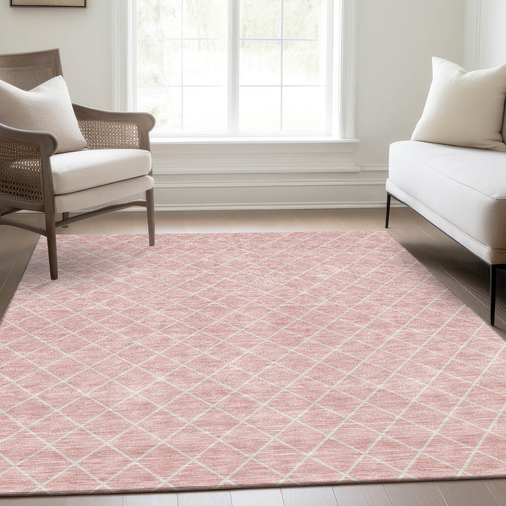 Premium Machine Washable Mayfield AMF932 Pink 2'6" x 3'10" Rug. Picture 6