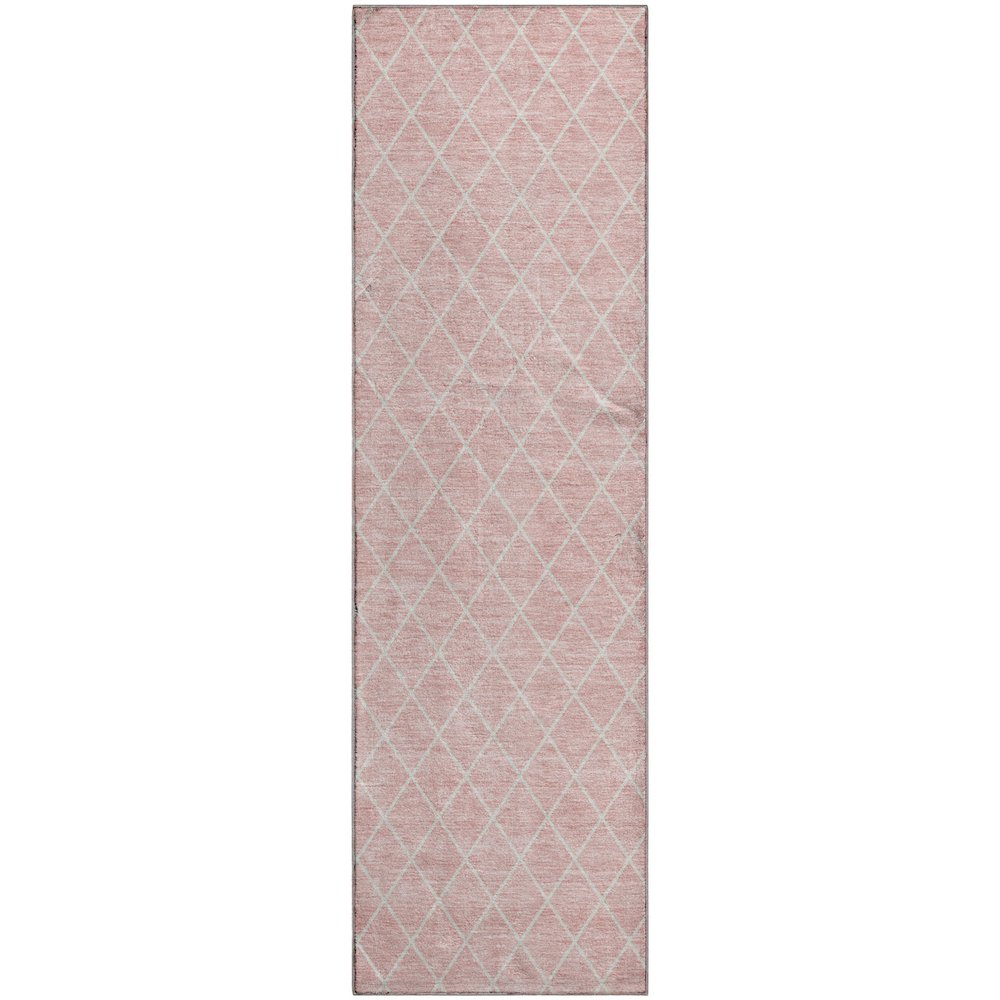 Premium Machine Washable Mayfield AMF932 Pink 2'3" x 7'6" Runner Rug. Picture 1