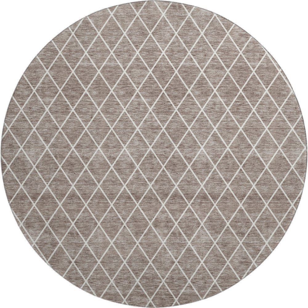 Premium Machine Washable Mayfield AMF932 Taupe 8' x 8' Round Rug. Picture 1