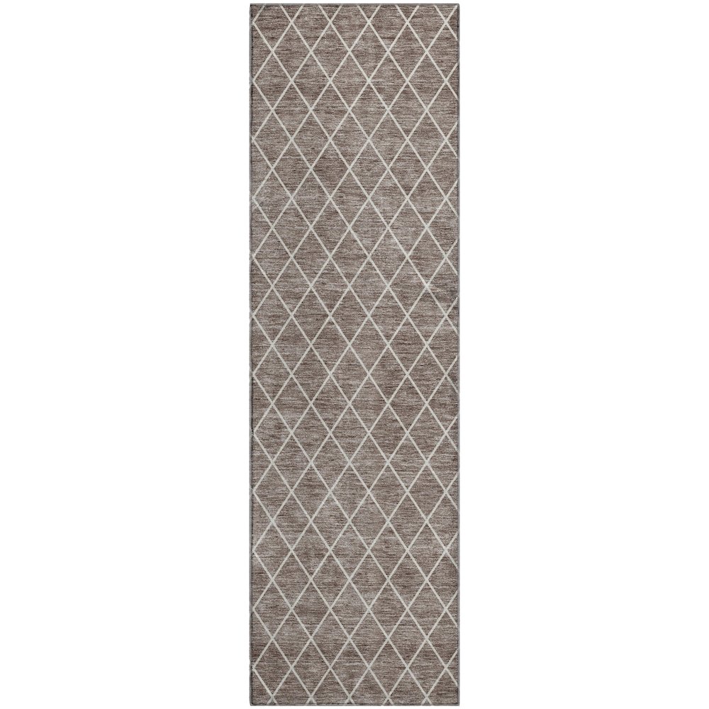 Premium Machine Washable Mayfield AMF932 Taupe 2'3" x 7'6" Runner Rug. Picture 1